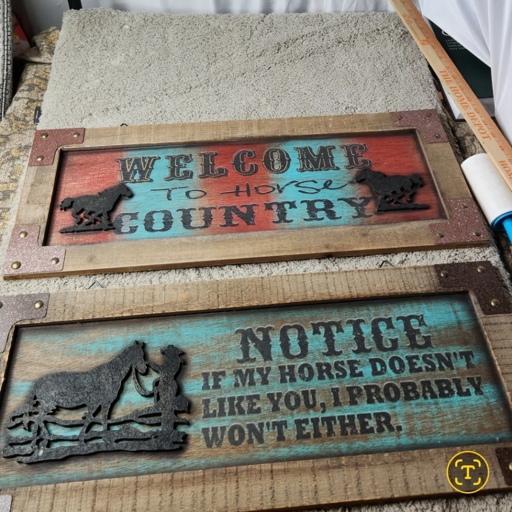 2 Western Decorative Signs With Horses